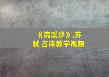 《浣溪沙》,苏轼 古诗教学视频